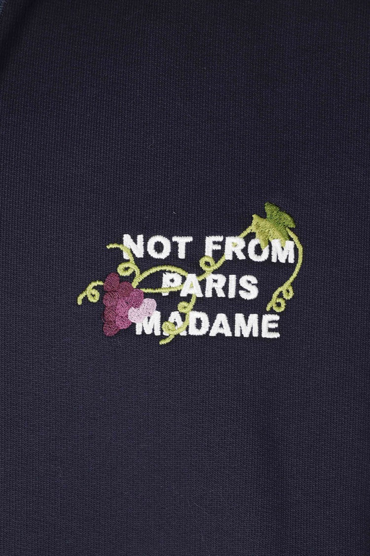 Drôle De Monsieur Blue Vine Embroidered Slogan Cotton Hoodie