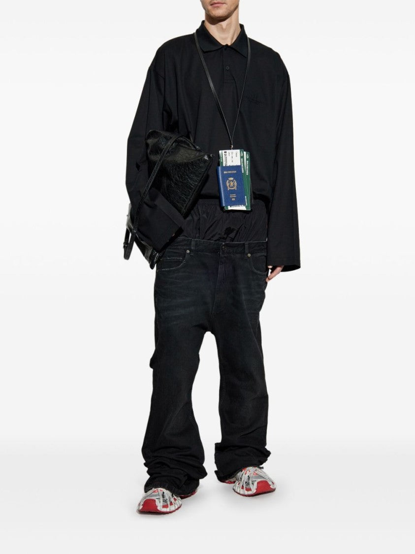 Balenciaga Black And Red Layered Jeans