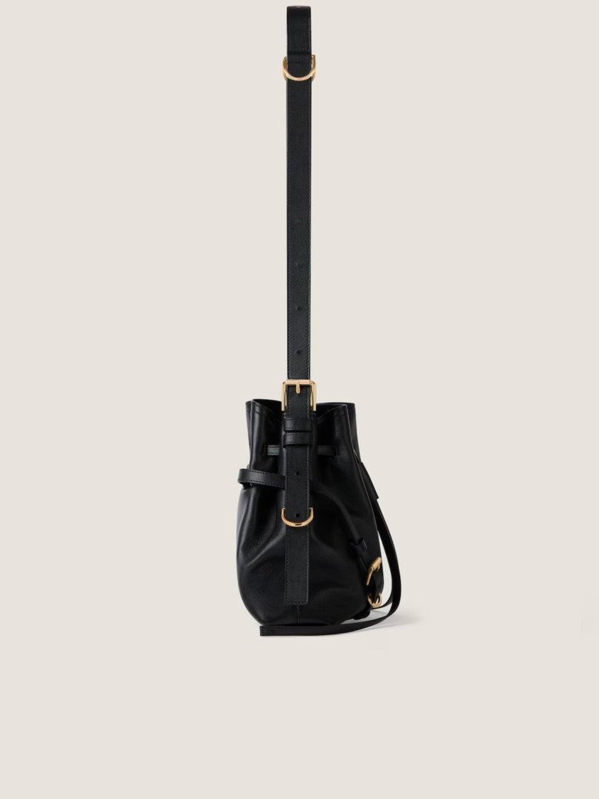 Givenchy Structured Slouchy Black Calf Leather Bucket Bag