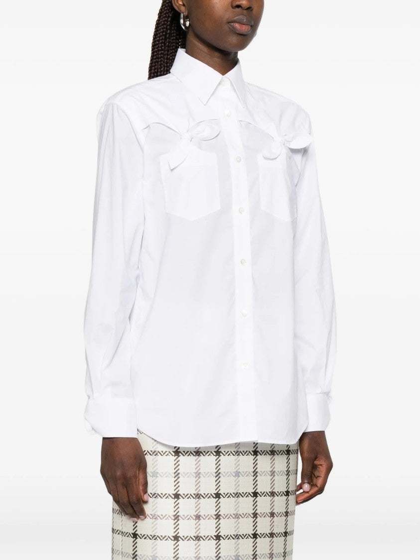 Moschino White Button-Up Shirt With Bow Pocket Details