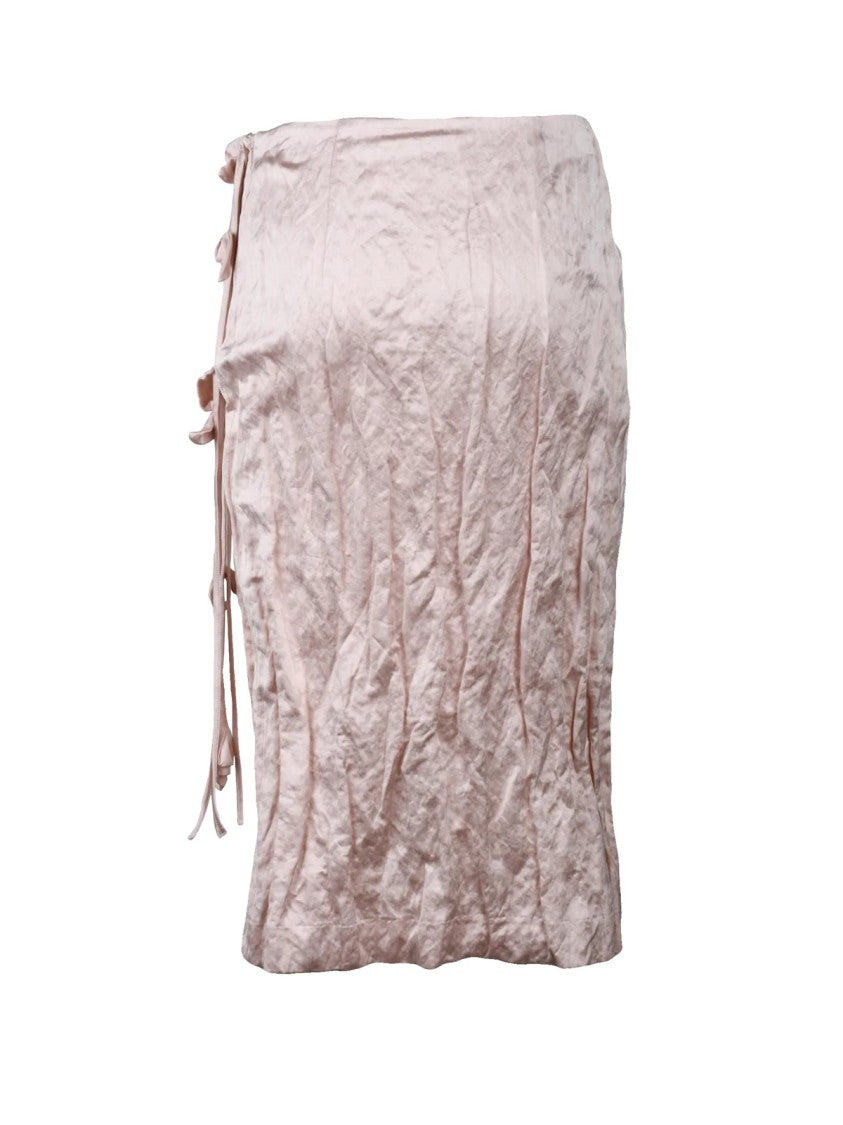 Blumarine Satin Midi Skirt With Crinkled Texture