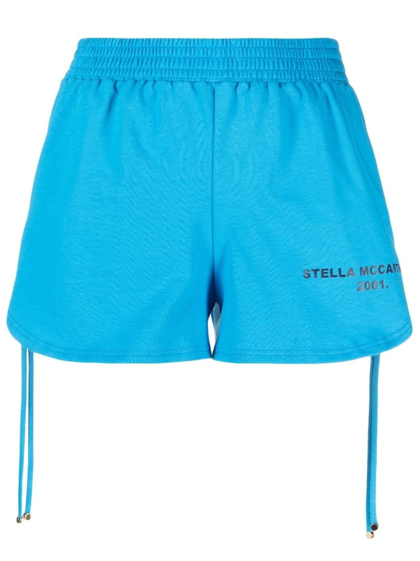 Stella Mccartney Relaxed Fit Blue Shorts With Drawstring Detail