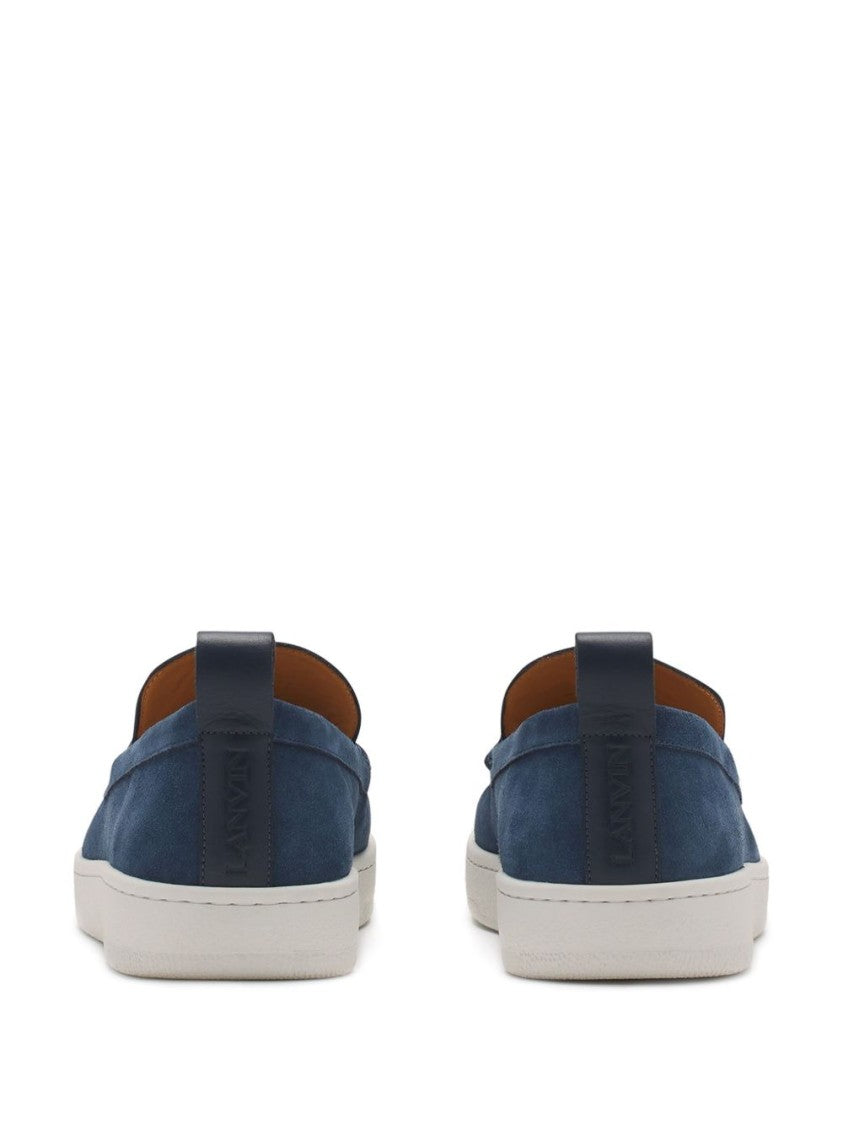 Lanvin Navy Blue Pull-Tab Moc Stitch Sandals