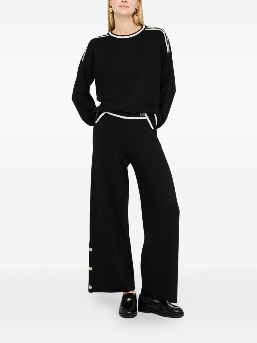 Liu Jo Wide-Leg Trousers With Decorative Hem Buttons