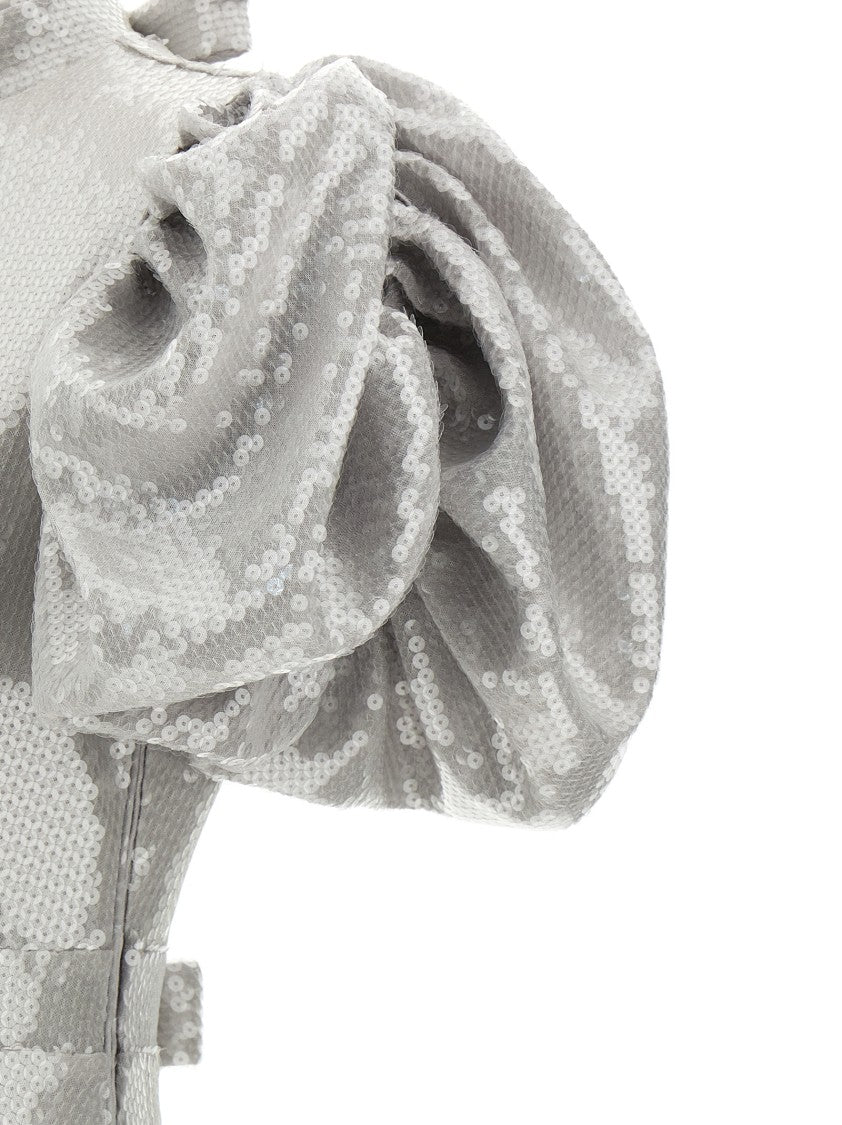 Rotate Birger Christensen All-Over Sequin Midi Dress With Ribbon Fastenings