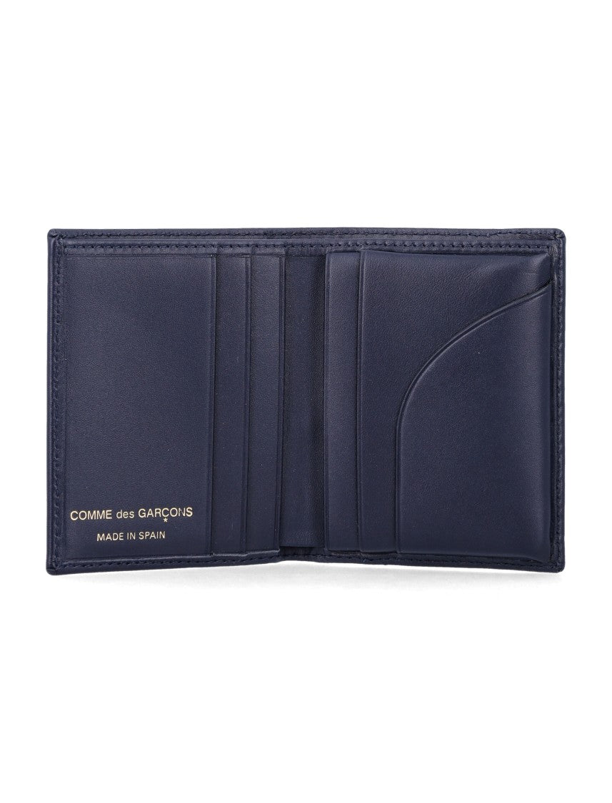 Comme Des Garçons Bi-Fold Wallet With Gold Logo Print