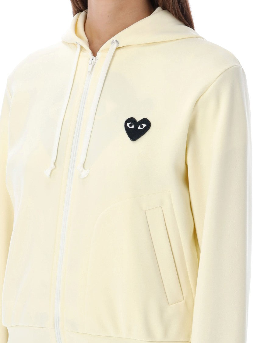Comme Des Garçons Ivory Heart Zipped Hoodie