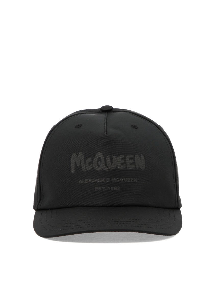 Alexander Mcqueen Structured Black Cap With Logo