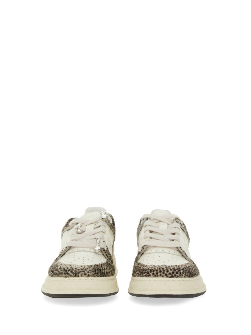 Premiata Low-Top Sneaker With Spotted Animal Print And Textured Sole