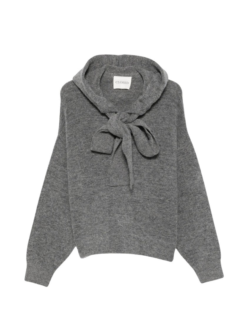 Closed Grey Bow Detail Knitted Sweater