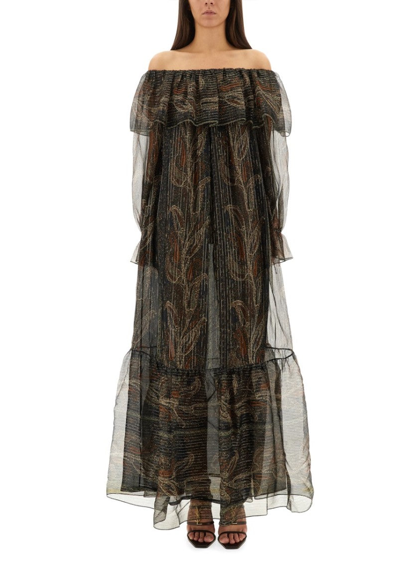 Saint Laurent Silk Lurex Creponne Dress