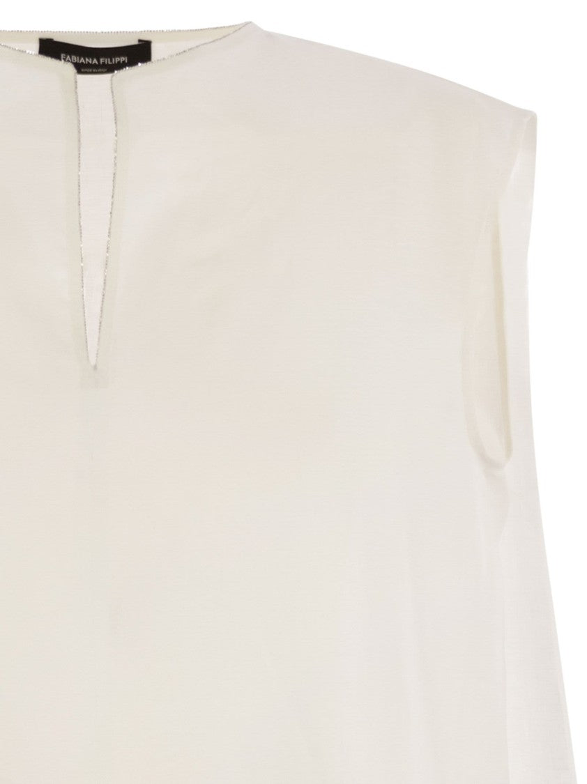 Fabiana Filippi Linen Sleeveless Top With Back Gathering