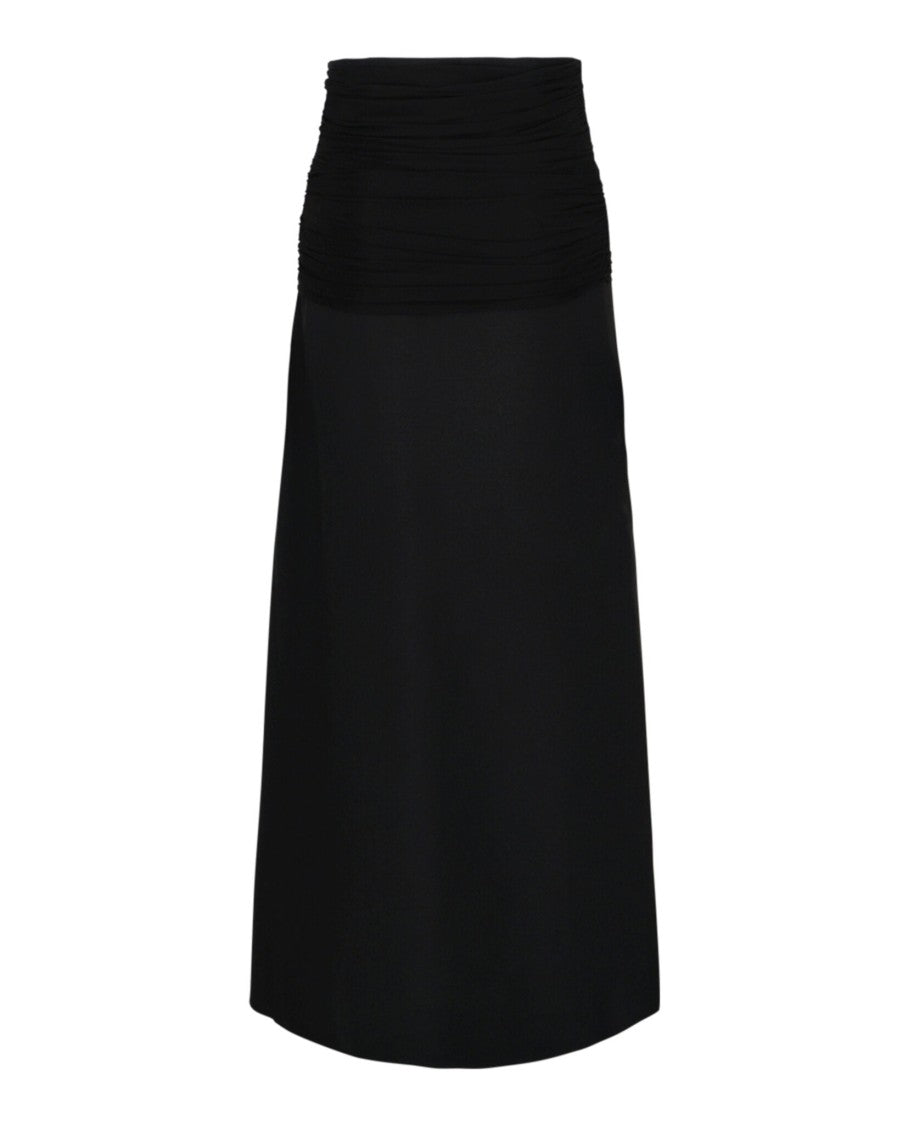 Ferragamo Ruched Jersey-Waist Slit Hem Midi Skirt