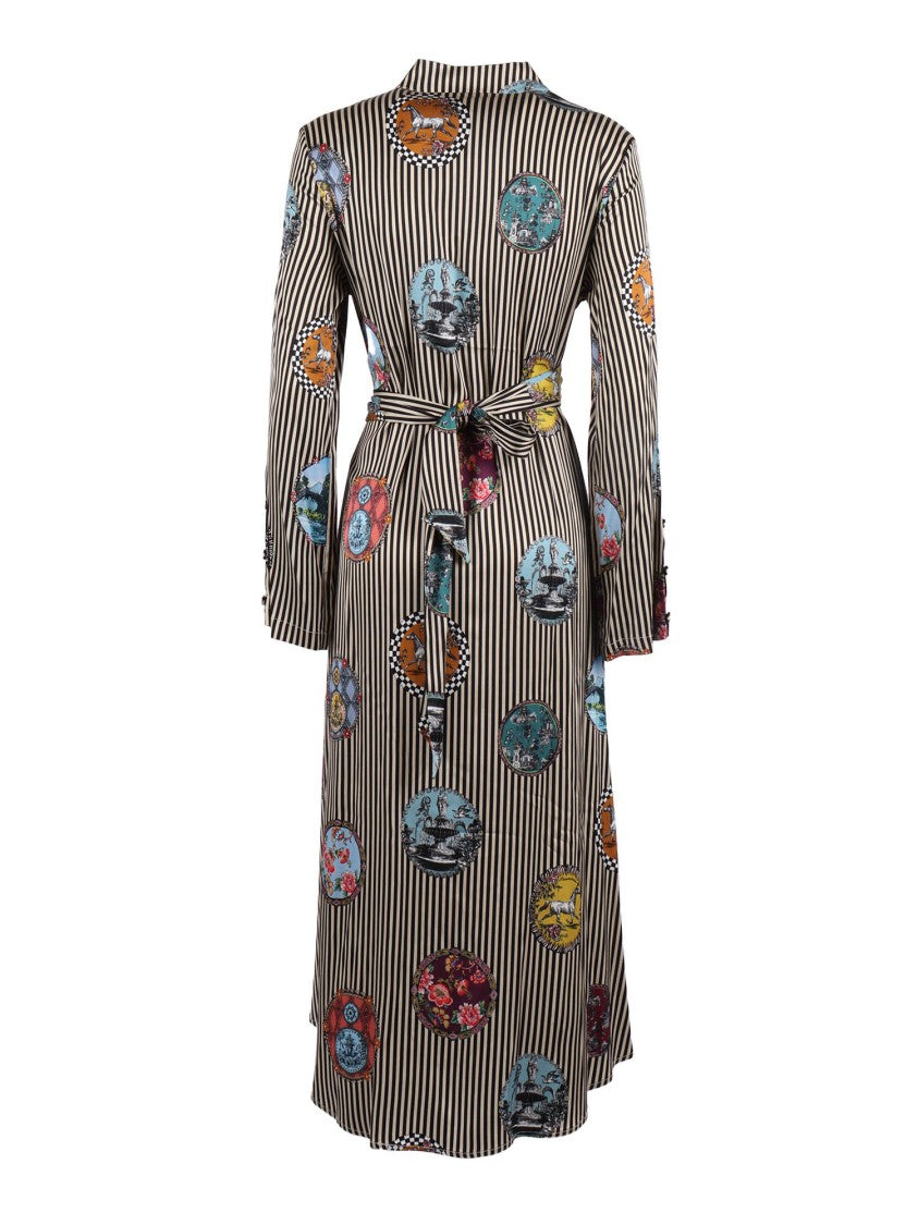 Shirt A Porter Vertical Striped Midi Dress With Covered Buttons