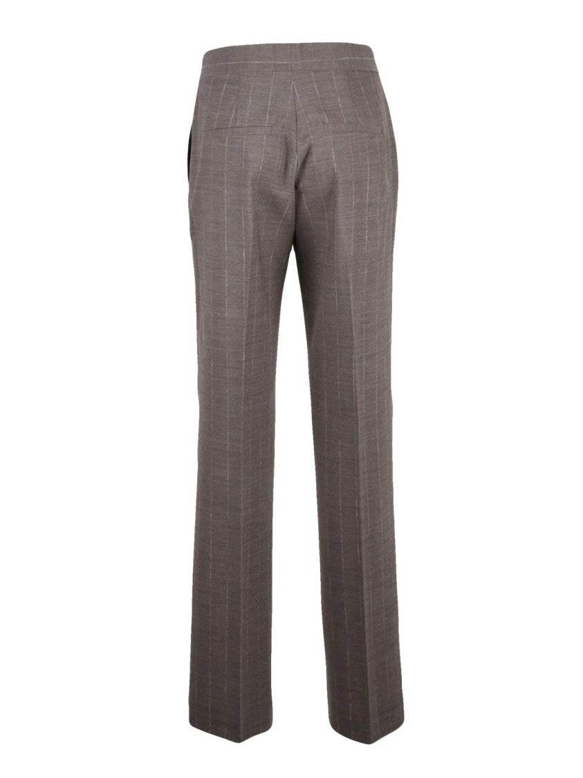Antonelli Beige Stretch Virgin Wool Zip Wide-Leg Pants