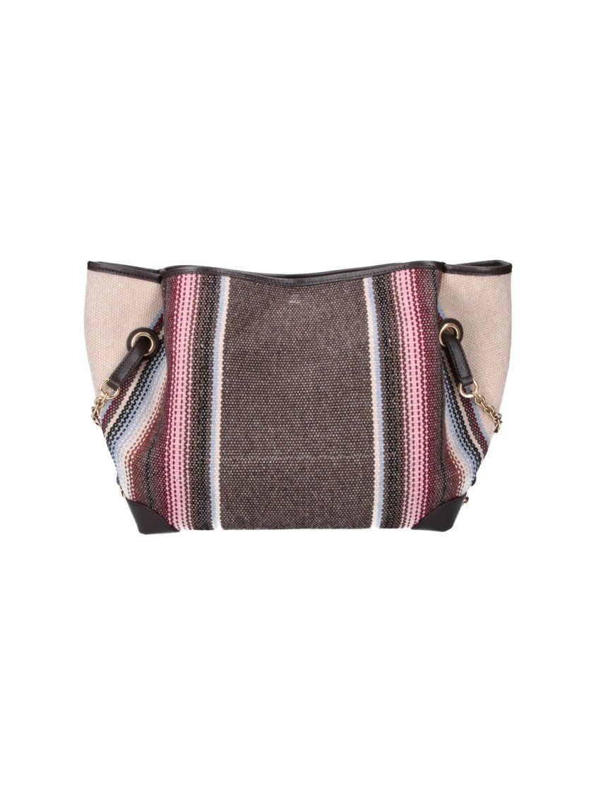 Chloé Brown Clover Striped Wool-Blend Tote Bag