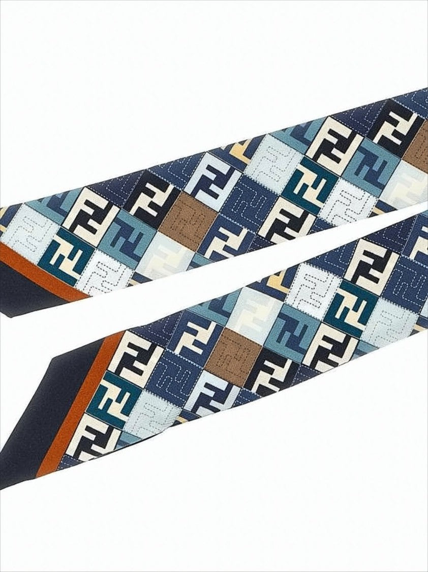 Fendi Geometric Pattern Silk Scarf With Pointed Ends