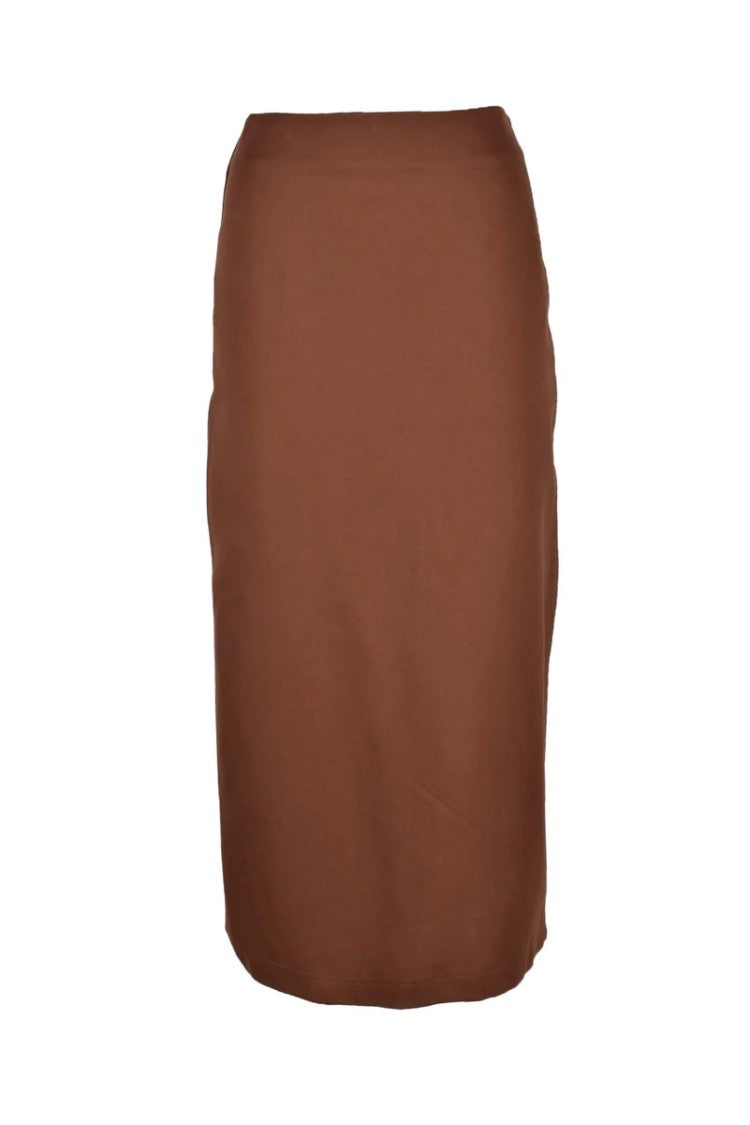 Weili Zheng Brown Knit Long Skirt
