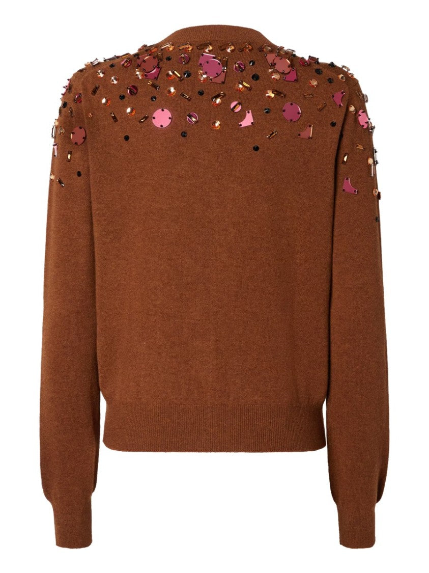 Fendi Wool-Blend Delicate Sequined Fitted Cardigan