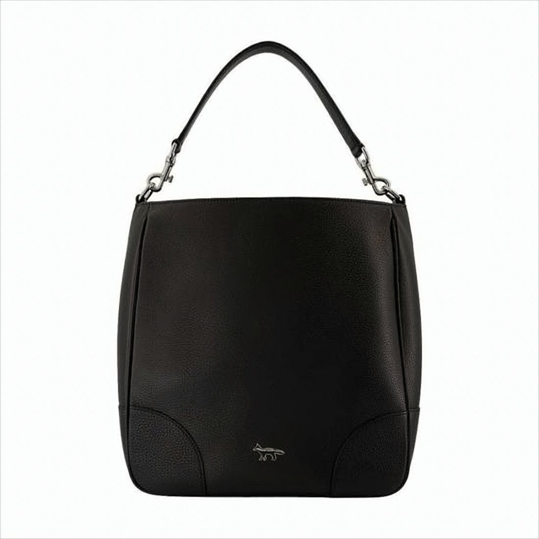 Maison Kitsuné Textured Cowhide Leather Shoulder Bag With Silver Accents