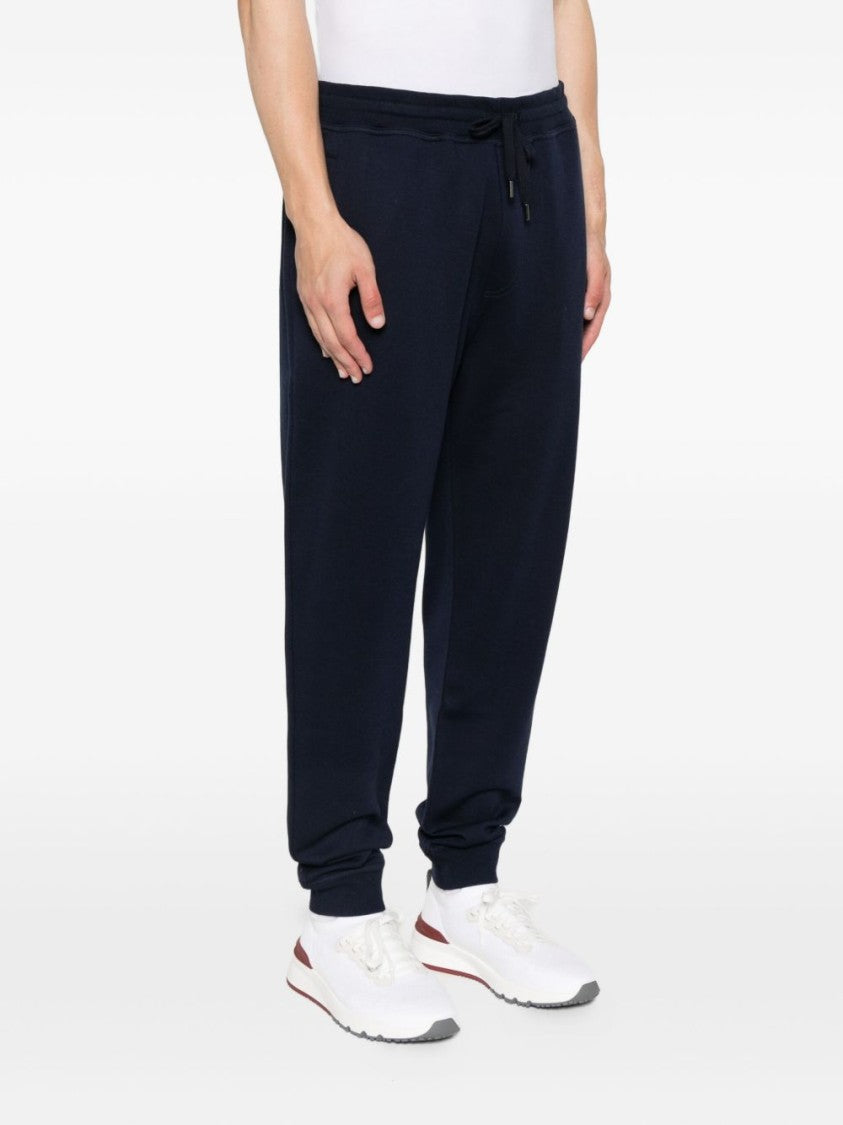 Brunello Cucinelli Navy Blue Trousers With Cuffed Hems