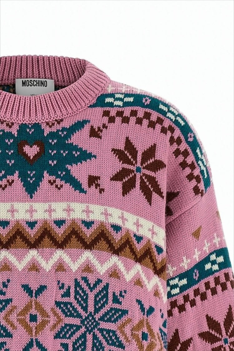 Moschino Cropped Patterned Mohair Sweater