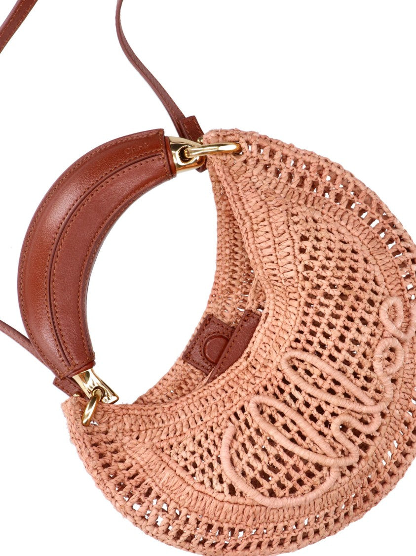 Chloé Mini Hobo Bag In Woven Raffia
