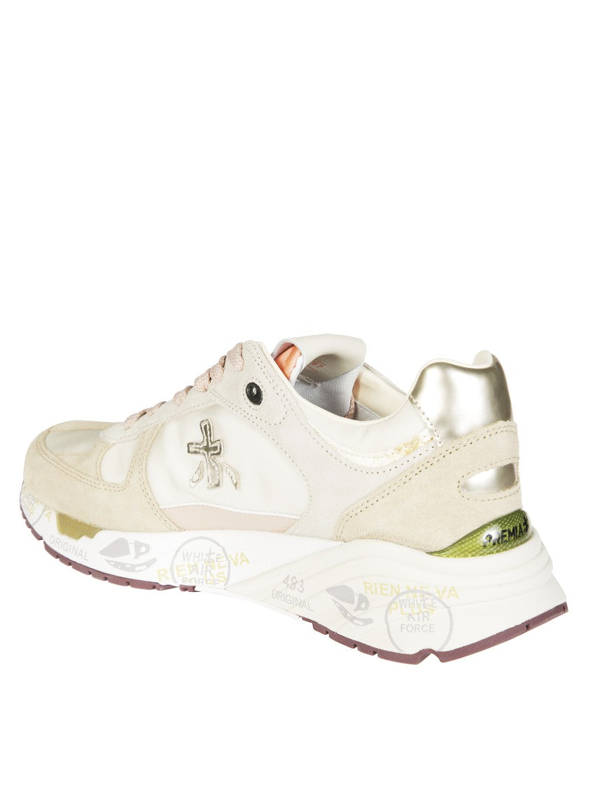 Premiata Beige Sneakers With Distinctive Logo Detail