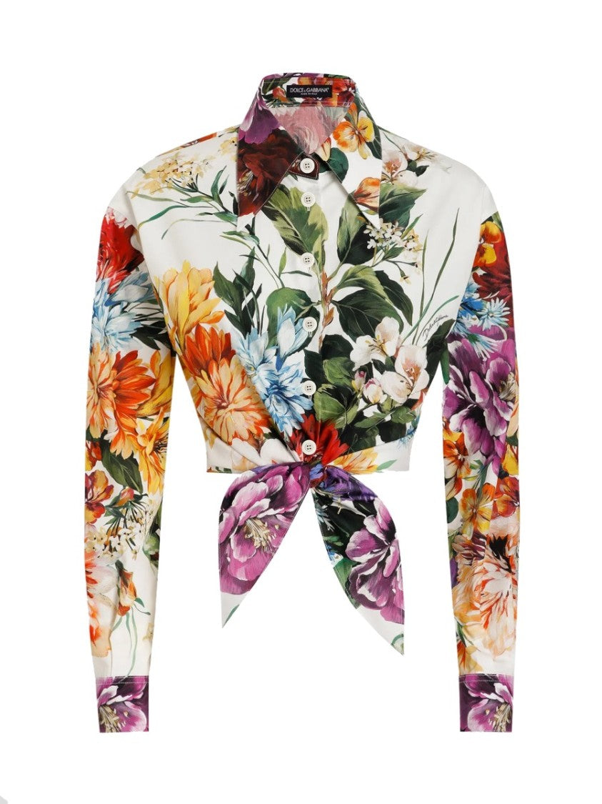 Dolce & Gabbana Flower Bouquet Print Poplin Shirt