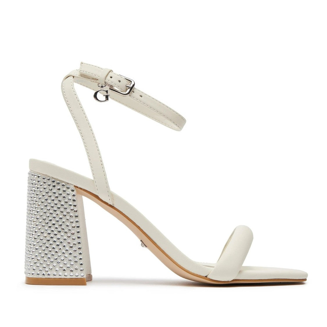 Guess White Gelectra Embellished Block Heel Sandals