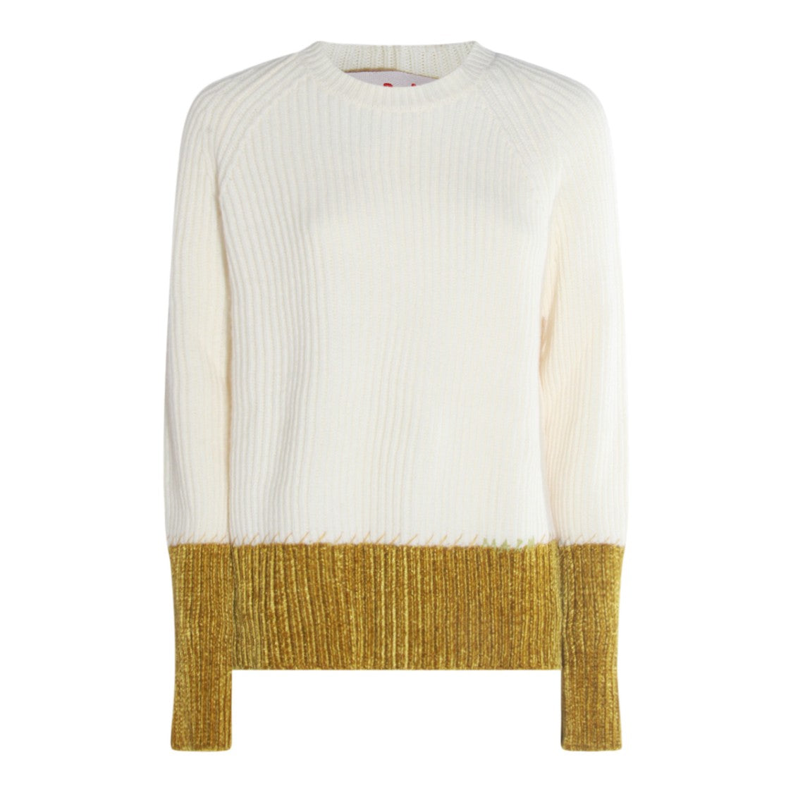 Marni Two-Tone Ribbed Knit Sweater With Round Neckline
