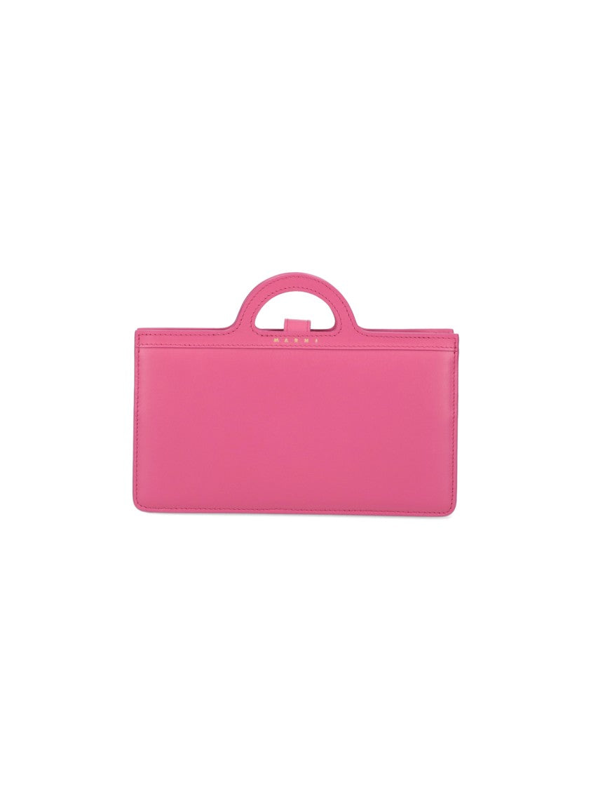 Marni "Chain" Crossbody Wallet In Pink Leather