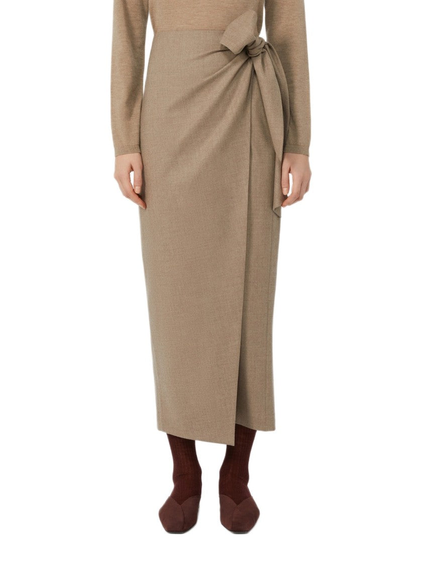 Max Mara Draped-Wrap Skirt In Stretch Cashmere