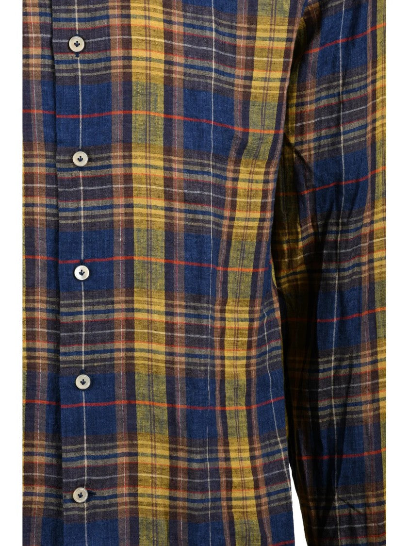 Alessandro Gherardi Blue Yellow Striped Linen Shirt