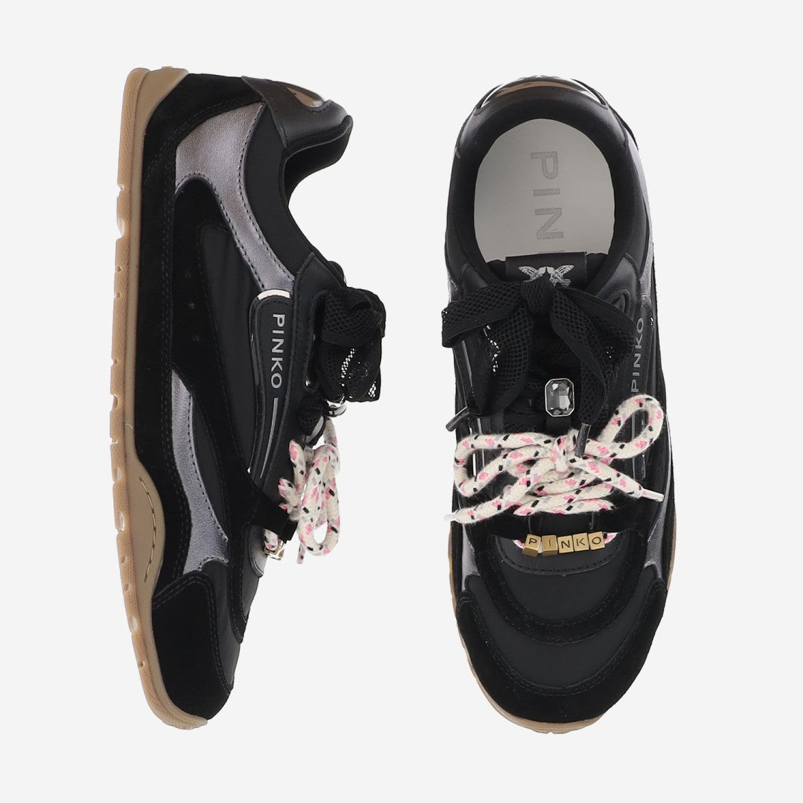Pinko Two-Tone Structured Sneakers With Contrasting Details