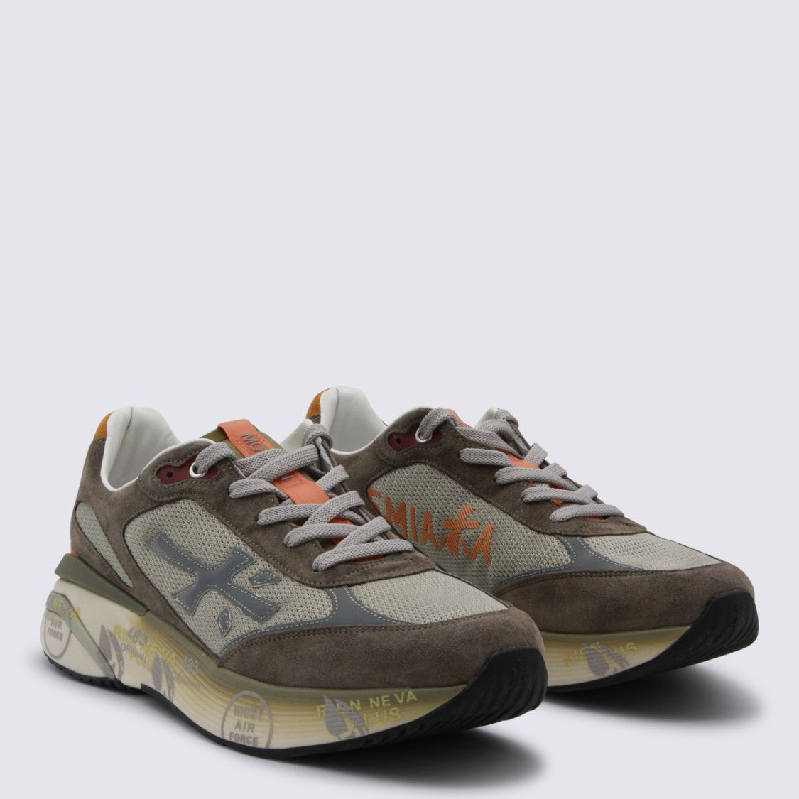 Premiata Layered Design Sneakers With Sculpted Sole