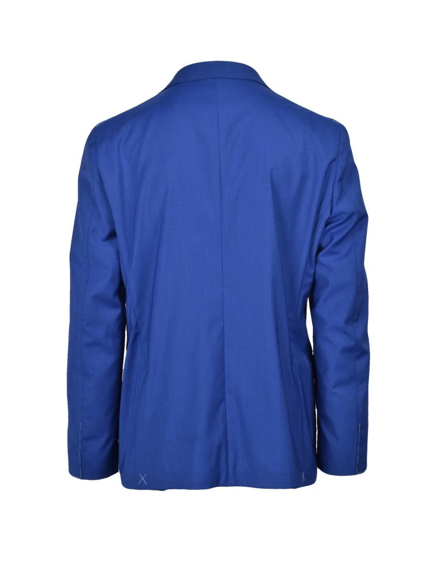 Cc Collection Corneliani Royal Blue Tailored Double-Breasted Wool-Blend Suit