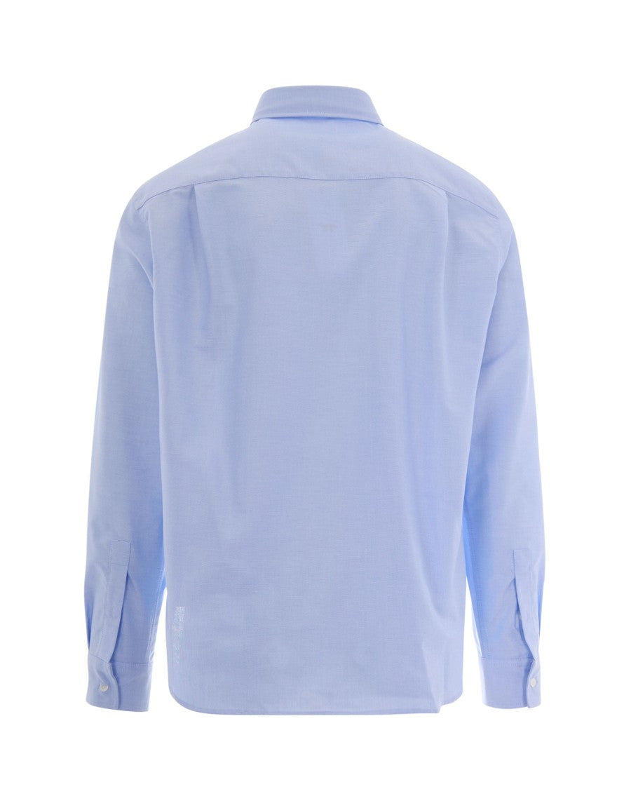 Maison Kitsuné Oxford Cotton Casual Shirt With Embroidered Fox Profile