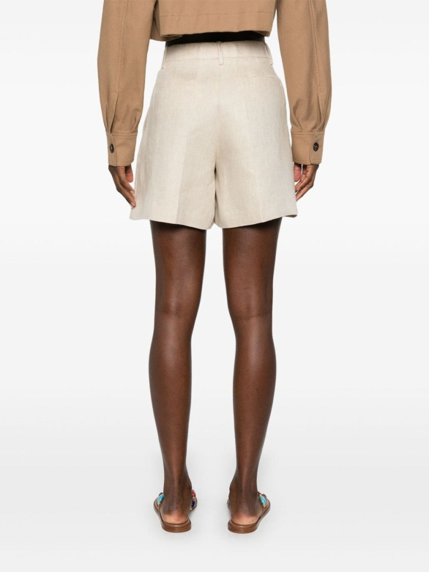 Parosh Beige Linen Tailored Shorts With High Waist