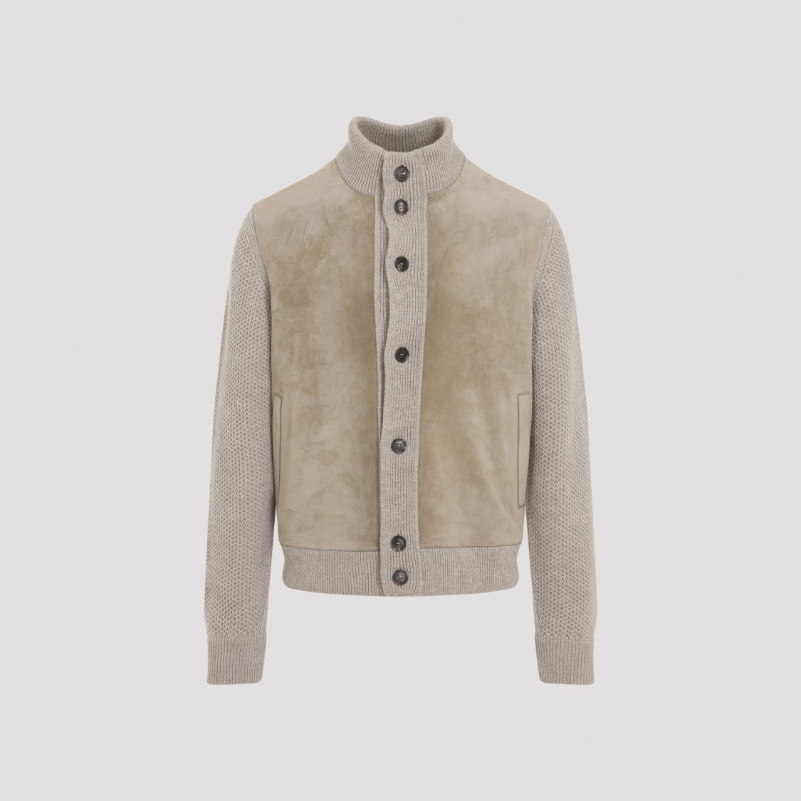 Zegna Beige Cashmere And Suede Casual Jacket