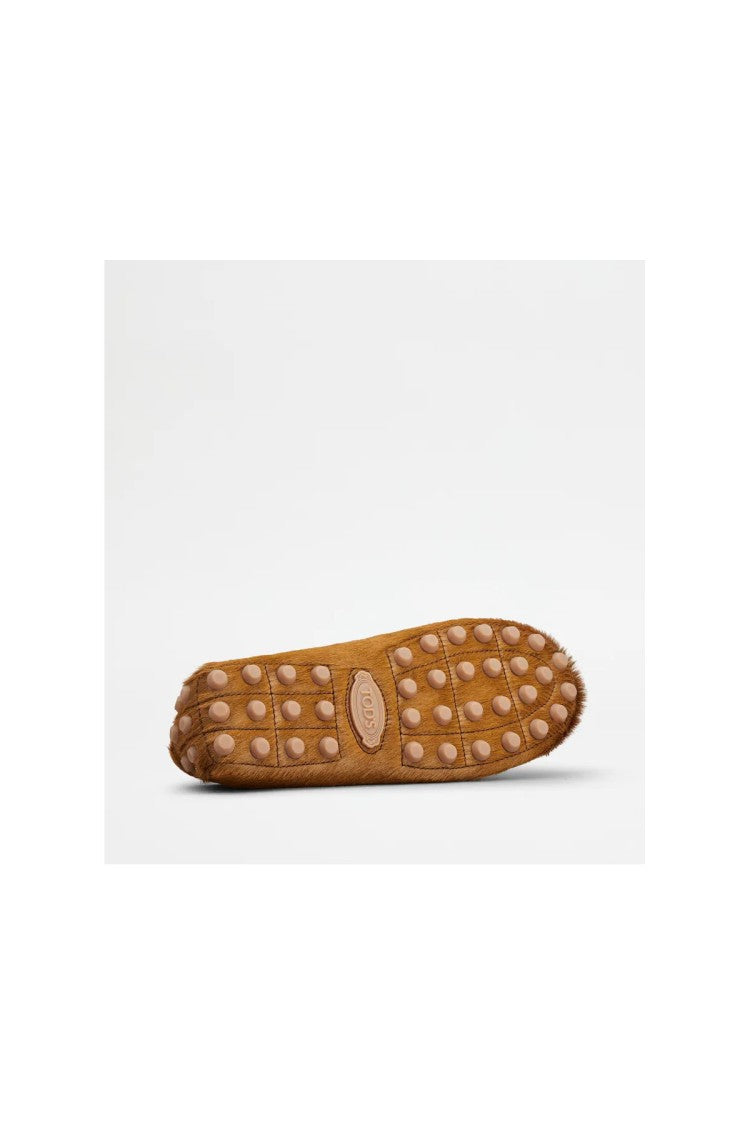 Tod's Brown Rubber Pebble Sole Calf Leather Driving Moccasins
