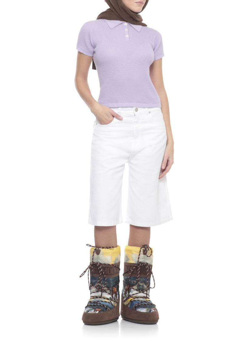 Guest In Residence Lilac Shrunken Cashmere Polo Shirt