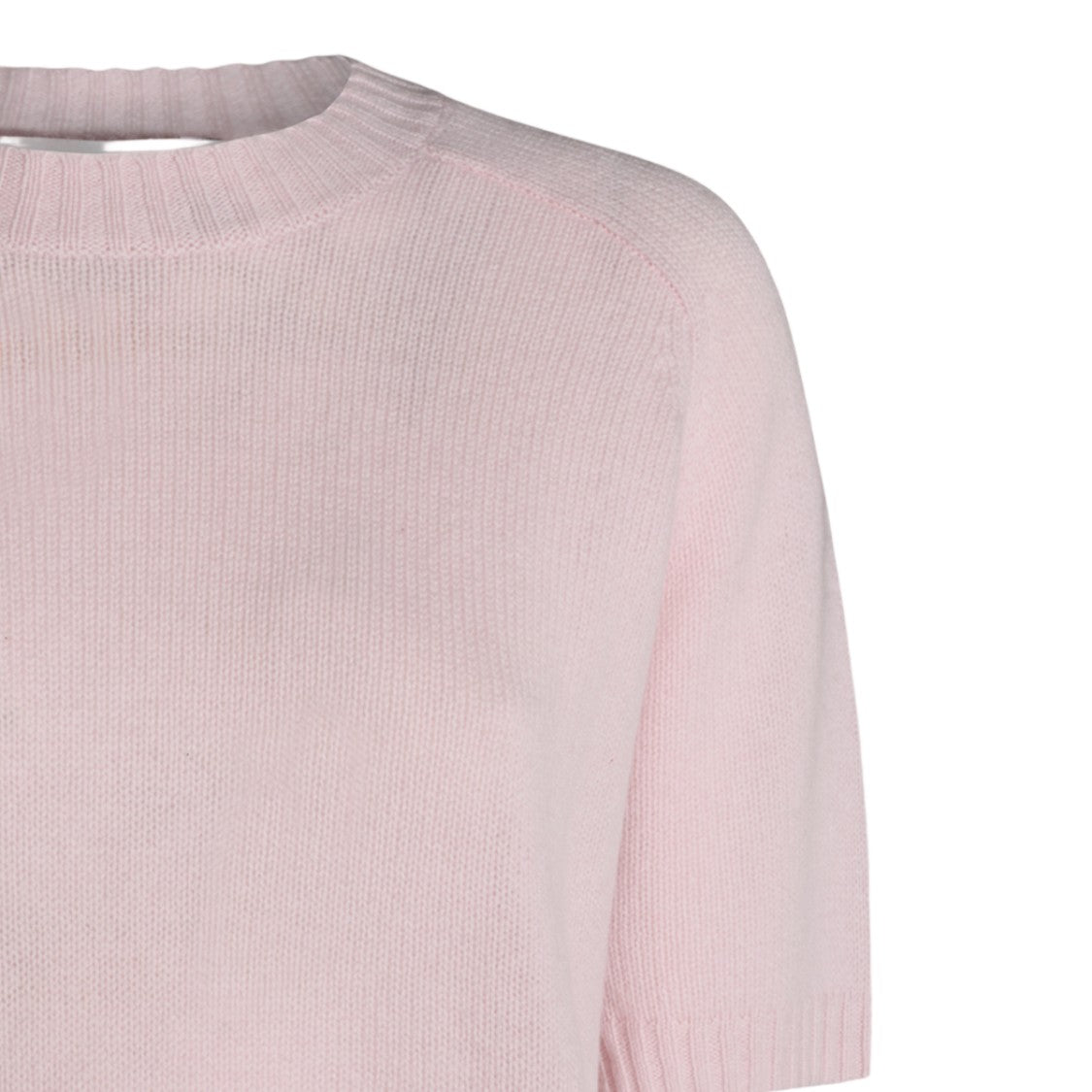 Allude Light Pink Ribbed Crewneck Sweater