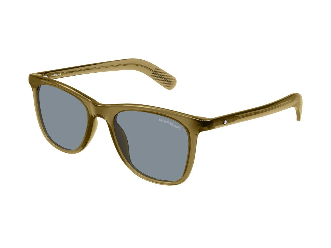 Montblanc Mb0496s Olive Green Translucent Acetate Square Sunglasses