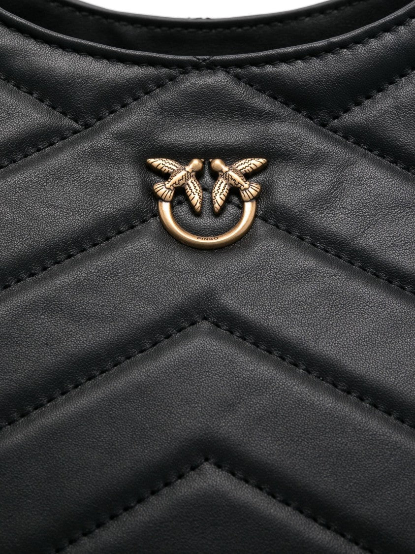 Pinko Chevron Quilted Cow Leather Tote Bag