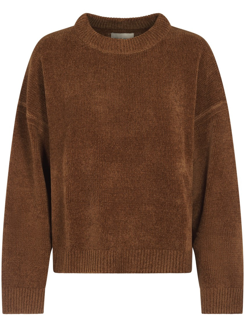 Loulou Studio Cropped Brown Silk Sweater
