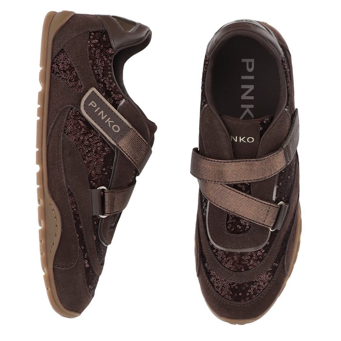 Pinko Brown Yulia 03 Sequined Sneakers