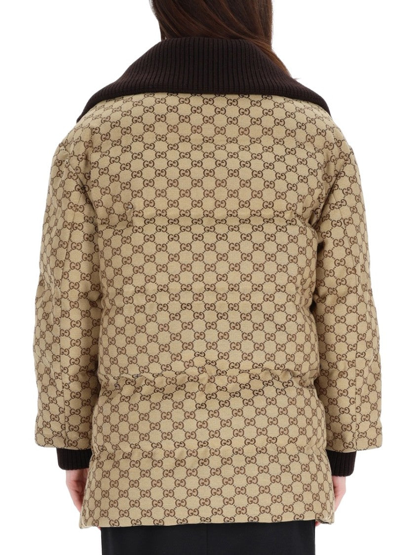 Gucci Quilted Down Jacket With Monogram Pattern And Boxy Silhouette