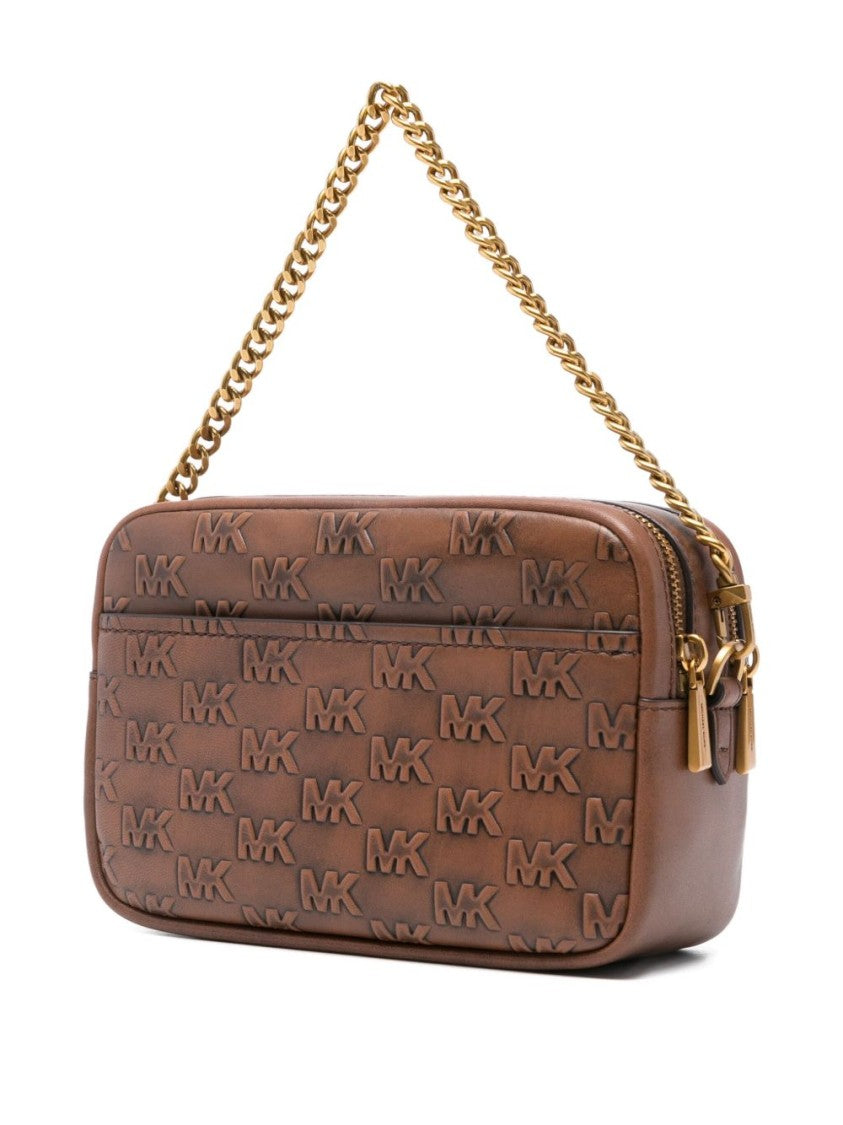 Michael Kors Logo-Embossed Brown Shoulder Bag