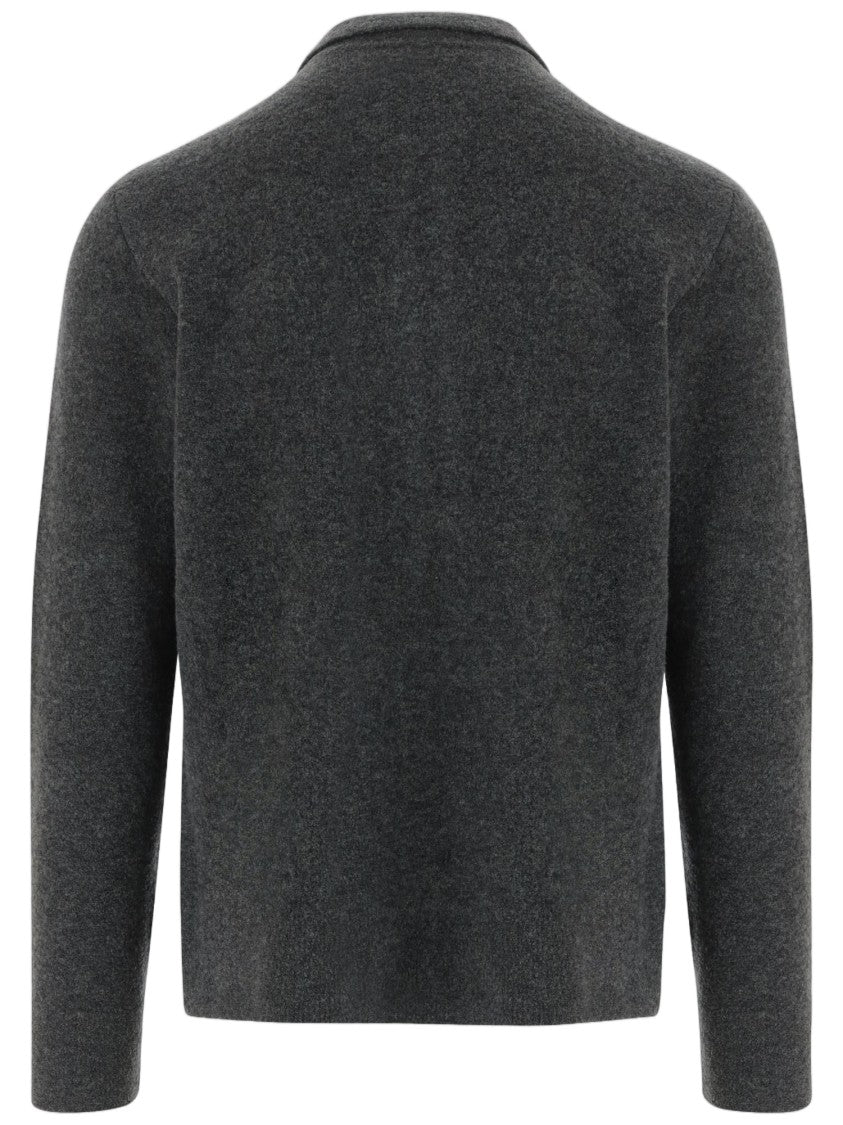 Tagliatore Dark Green Double-Zipper Wool-Cotton Blend Cardigan